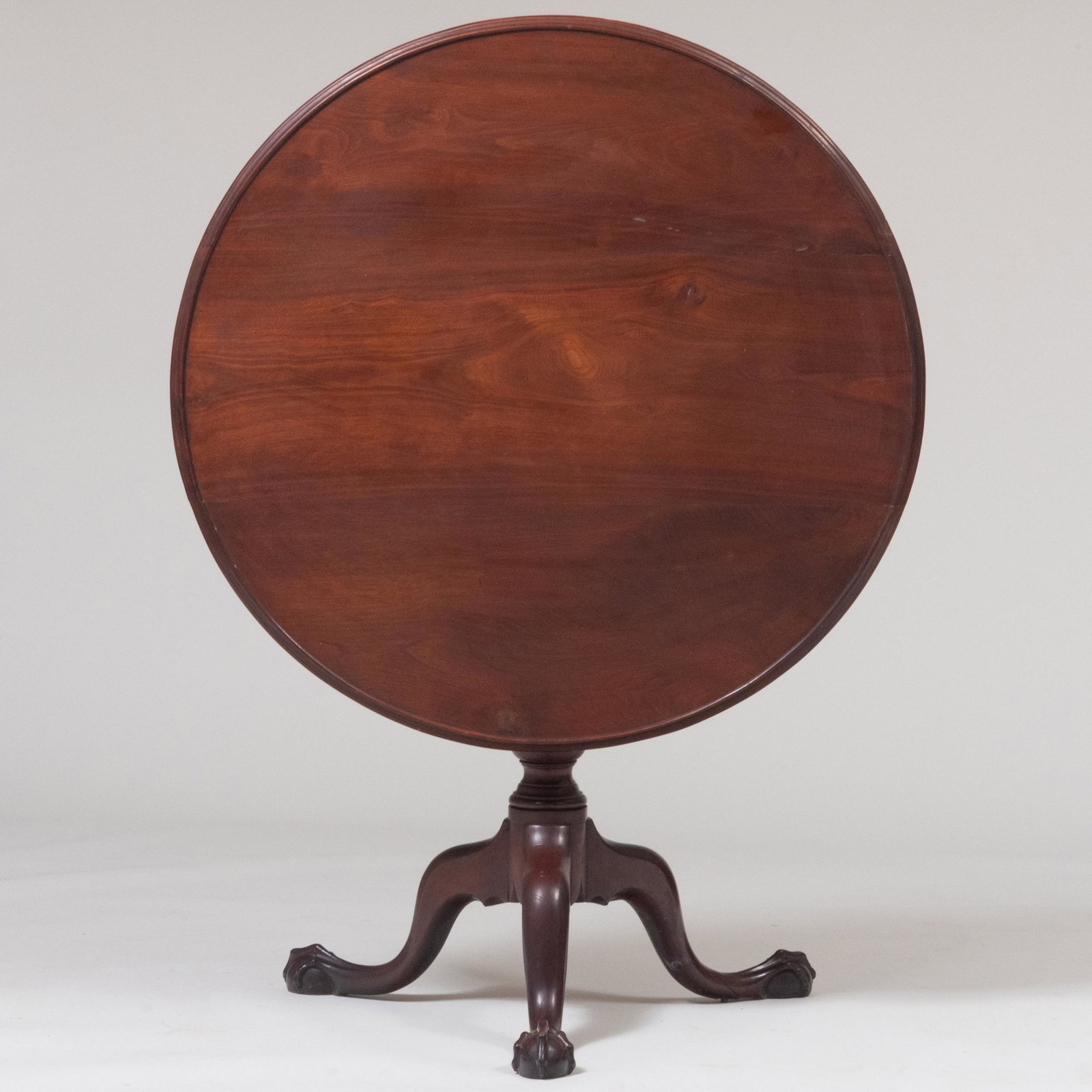 Chippendale Walnut Tripod Table with Birdcage Support: Chippendale Walnut Tripod Table with Birdcage Support 28 3/4 x 35 1/4 in. diam.