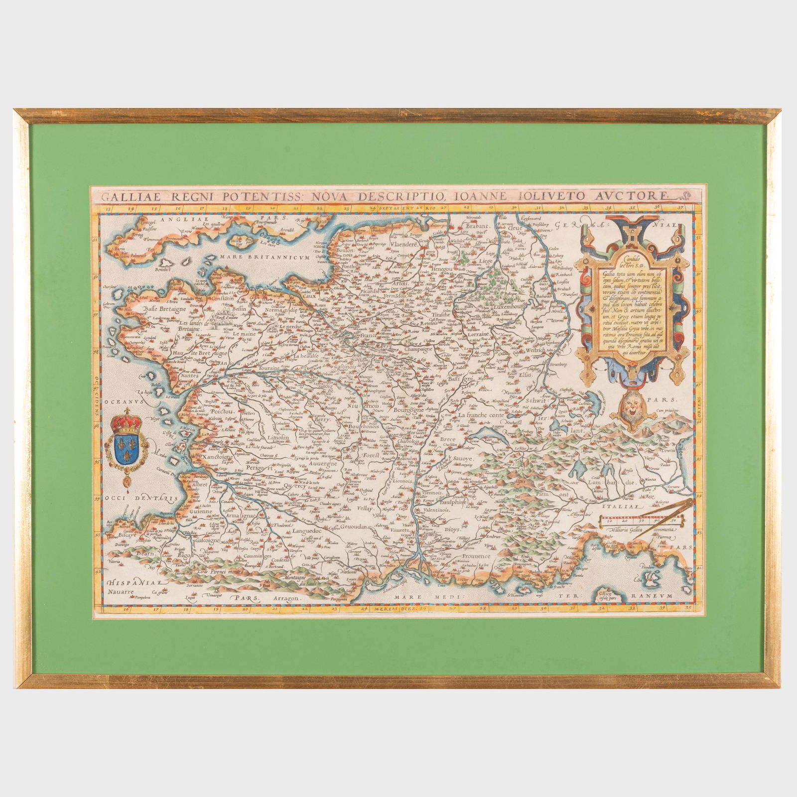 Abraham Ortelius (1527-1598): Galliae Regni Potentiss; and Regni Hispaniae Post Ominium: Abraham Ortelius (1527-1598): Galliae Regni Potentiss; and Regni Hispaniae Post Ominium Two engraved maps with hand-coloring. 15 x 19 1/2 in. (sight), 22 x 26 1/2 in. (frame), 14 x 19 1/2 in. (sight),