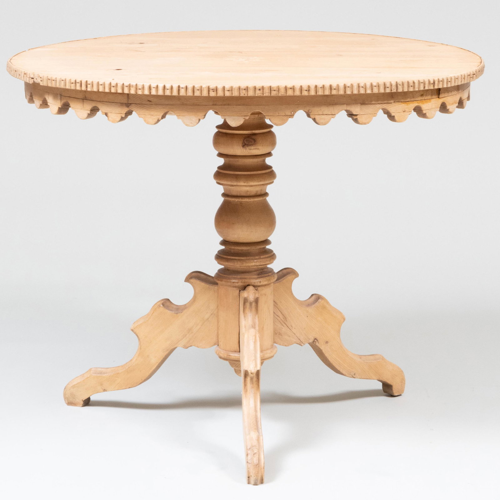 Provincial Stripped Pine Center Table: Provincial Stripped Pine Center Table 31 1/2 x 39 3/4 x 38 1/2 in.