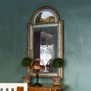 English Carved Giltwood, Verre Eglomise and Penwork Mirror