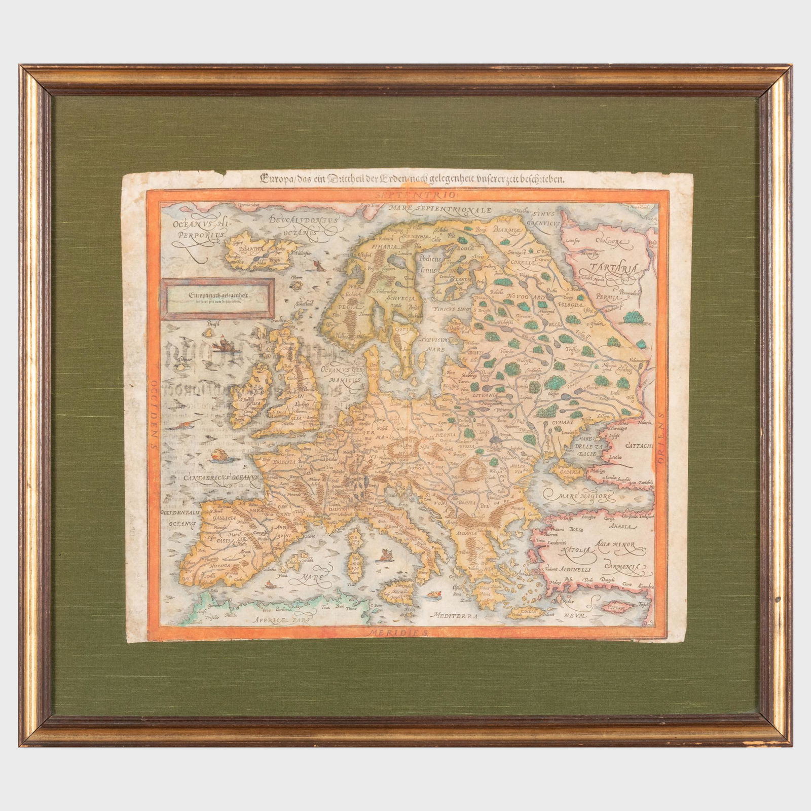 Abraham Ortelius (1527-1598): Europae: Abraham Ortelius (1527-1598): EuropaeTogether with European School: Europa nach gelegenheit, two engraved maps with hand-coloring.13 1/2 x 18 in. (sight), 18 3/4 x 24 3/4 in. (frame), 12 3/4 x 15 1/4