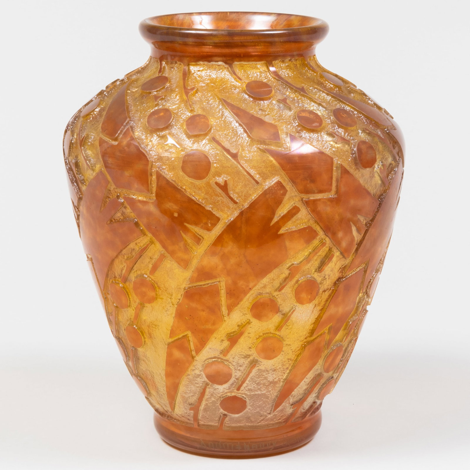 Daum Art Deco Etched Glass Vase (1 of 8)