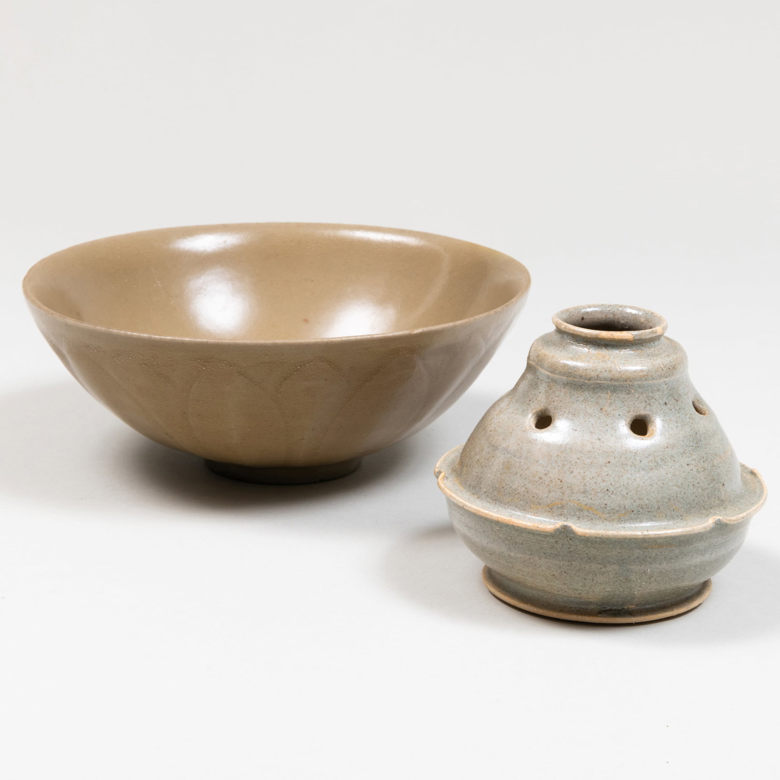 Chinese Pottery Joss Stick Holder and a Bowl (1 of 9)