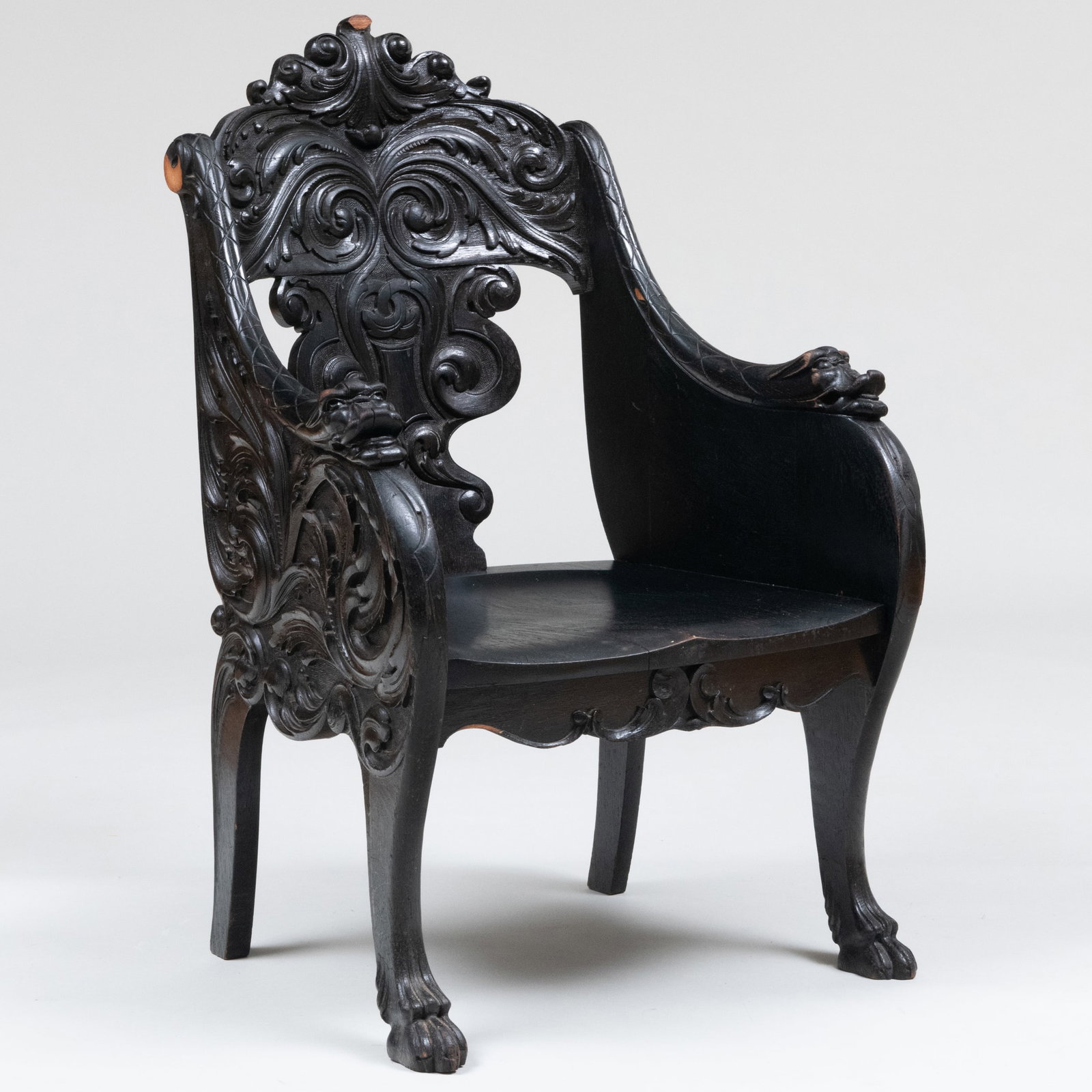 Victorian Ebonized Oak Desk Chair, in the Rennaissance Revival Style (1 of 10)