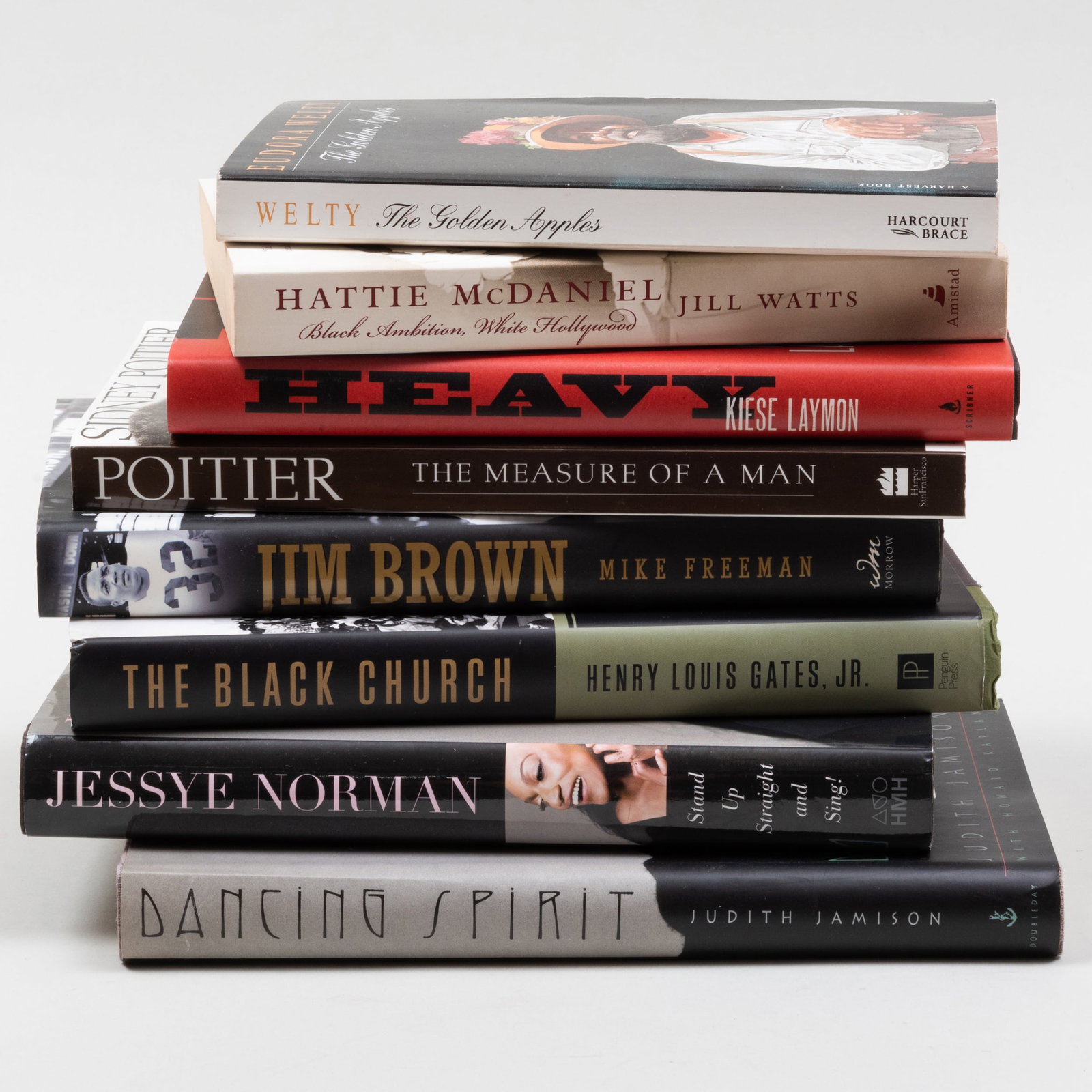 Group of Memoirs by Black Authors: Group of Memoirs by Black Authors Including: The Measure of a Man: A Spiritual Autobiography, by Sidney Poitier, Harper Collins, 2001, with a 'Lew Alcindor, Basketball Player' postcard; Heavy: An Amer