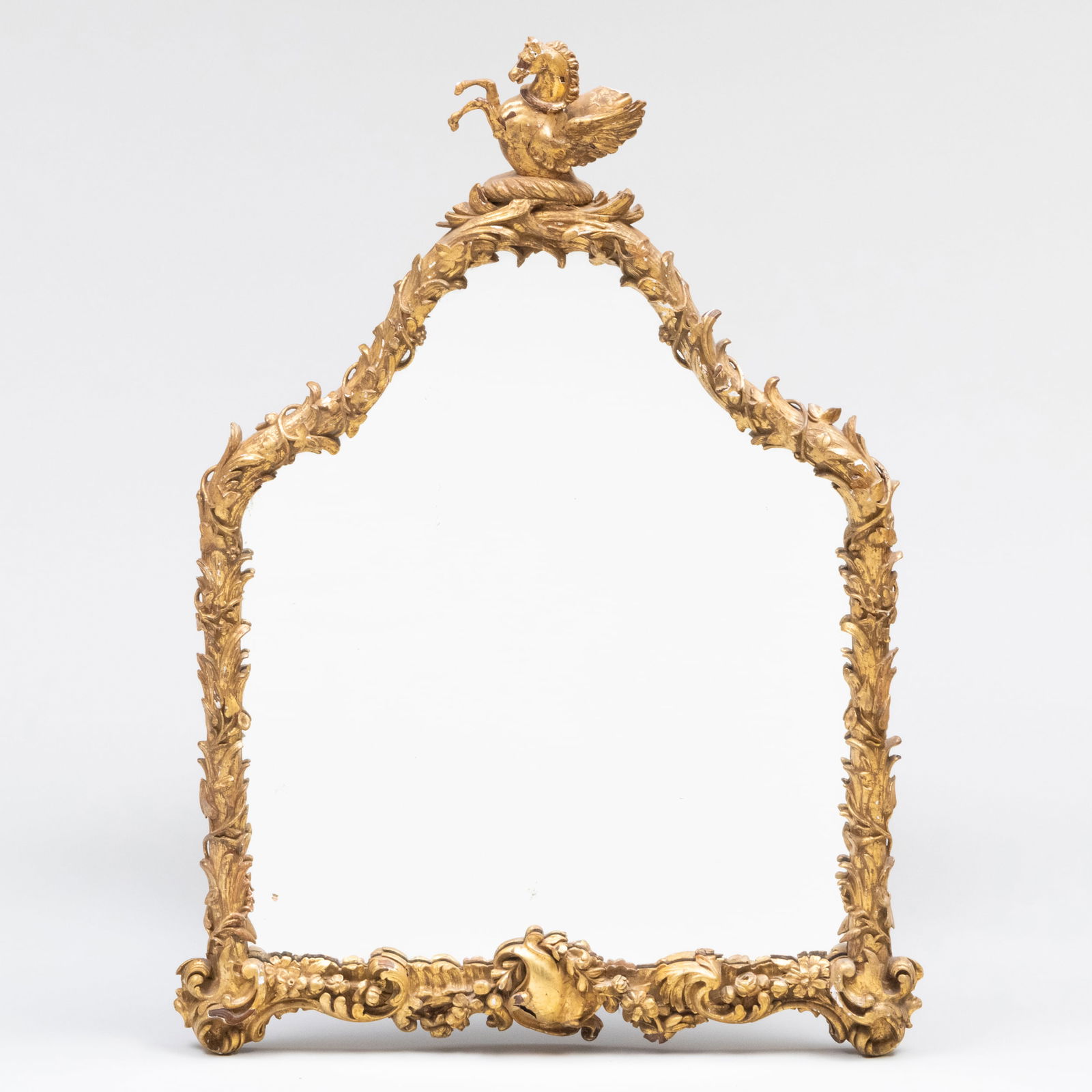 Victorian Giltwood Mirror with a Hippocampi Finial (1 of 5)