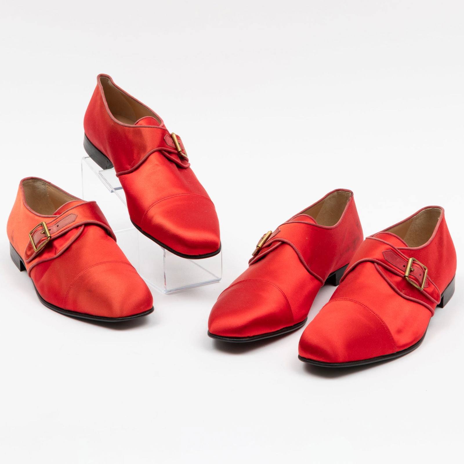 Two Pairs of Manolo Blahnik Red Satin Shoes (1 of 16)