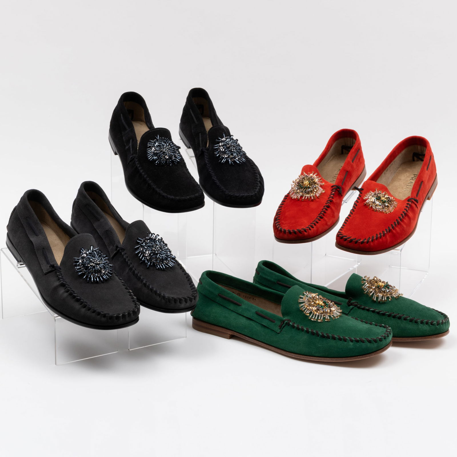 Four Pairs of Prada Suede and Beaded Loafers (1 of 20)