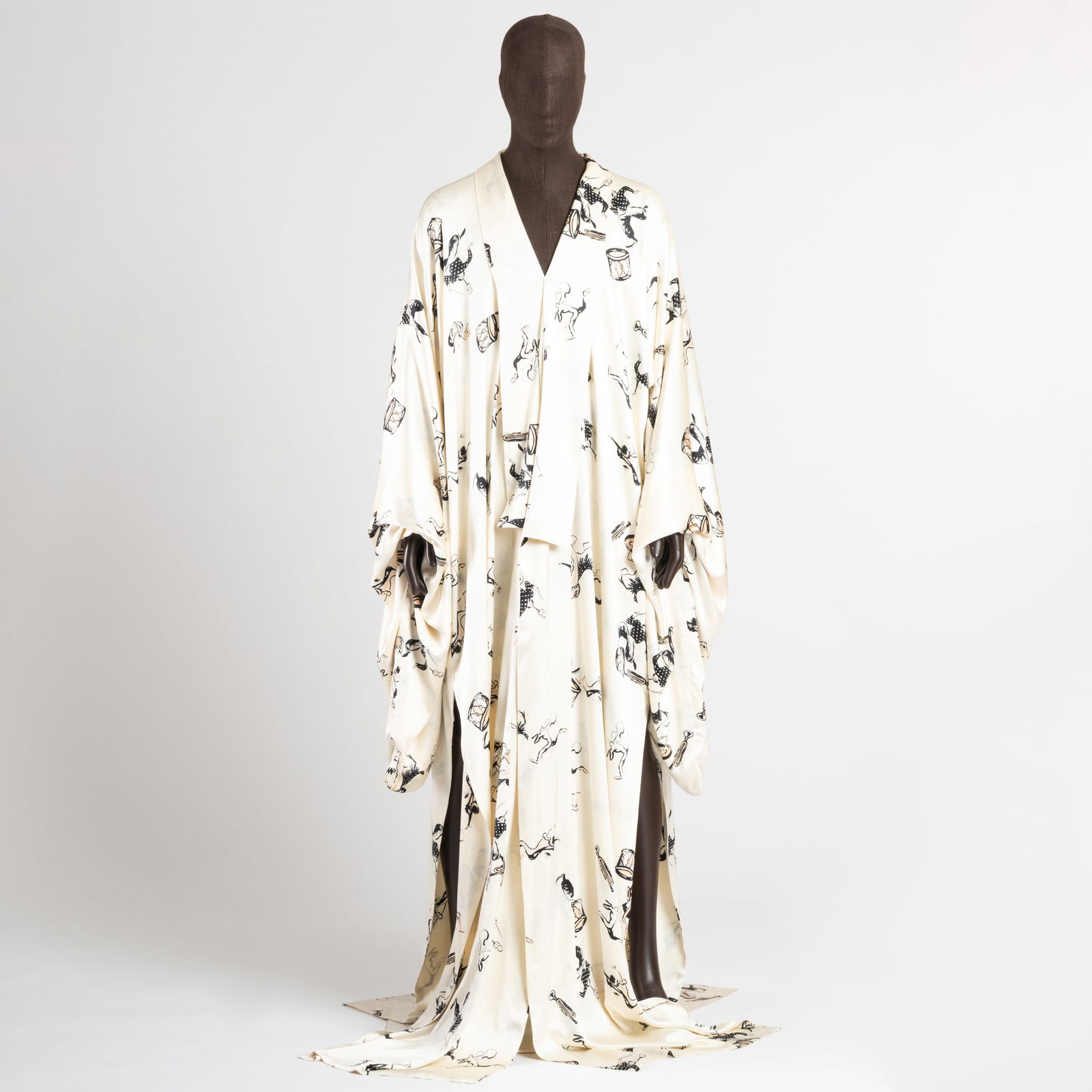 Donna Karan Ivory Printed Silk Kimono (1 of 10)