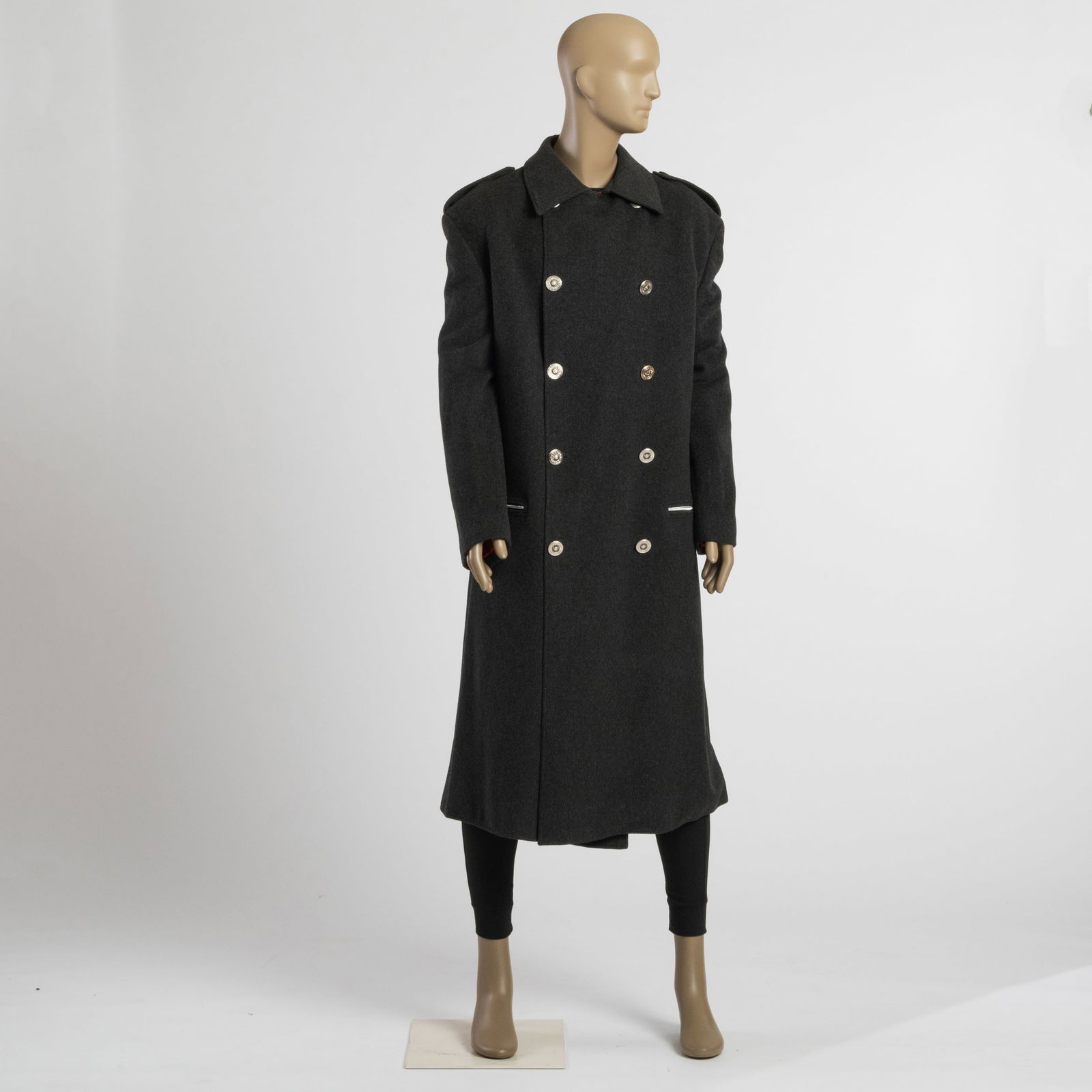 Gianni Versace Black Treated Long Wool Coat (1 of 8)