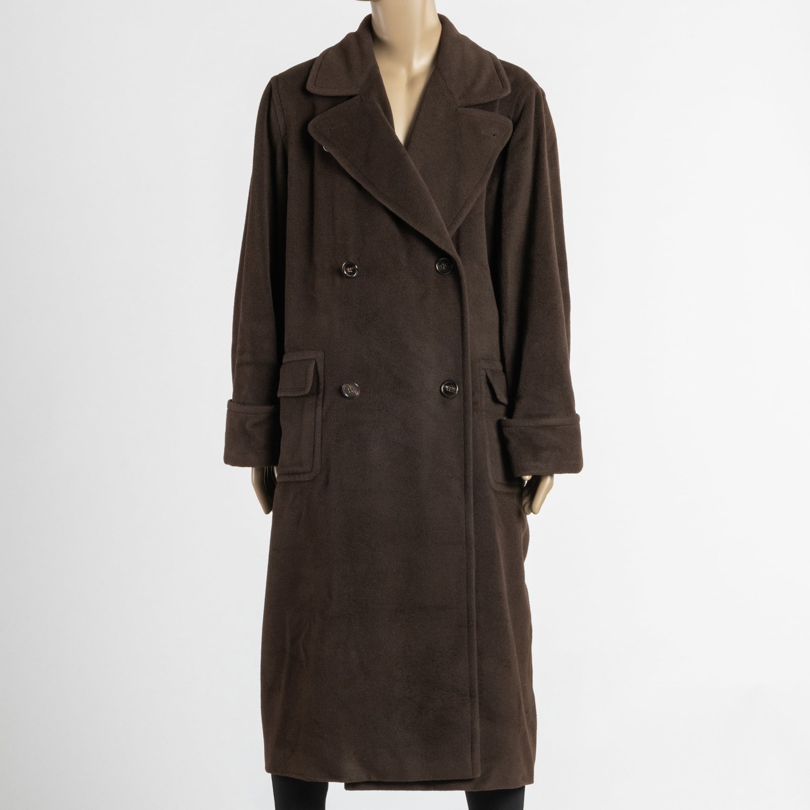 Isaac Mizrahi Brown Camelhair Topcoat and Printed Cotton Anorak: Isaac Mizrahi Brown Camelhair Topcoat and Printed Cotton Anorak Both with label. Topcoat double-breasted with broad notched lapels, patch pockets at hips, and turn-back cuffs, lined with brown synthet