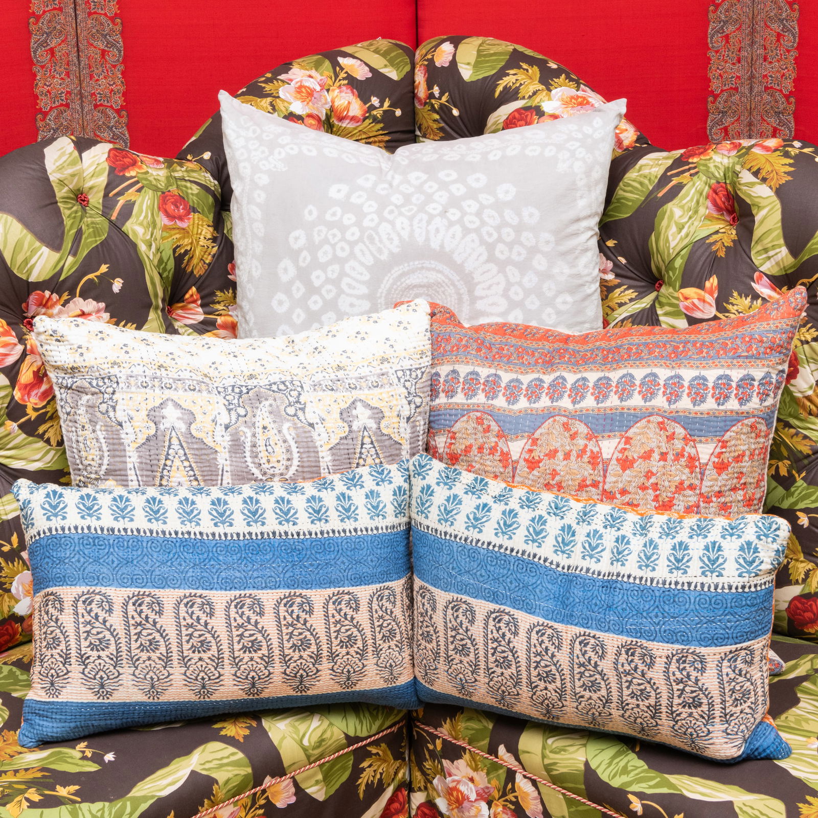 Five Printed Cotton Pillows (1 of 13)