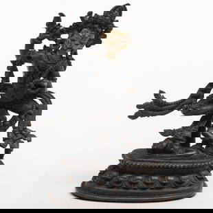Tibetan Bronze Figure of Vajravarahi: Tibetan Bronze Figure of Vajravarahi 4 1/2 in. high.