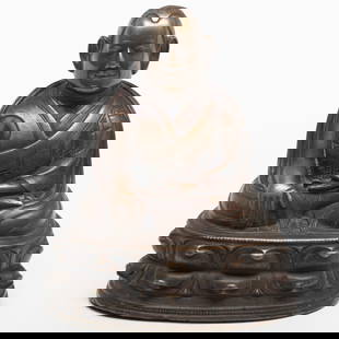 Tibetan Bronze Figure of a Lama: Tibetan Bronze Figure of a Lama 4 in. high.
