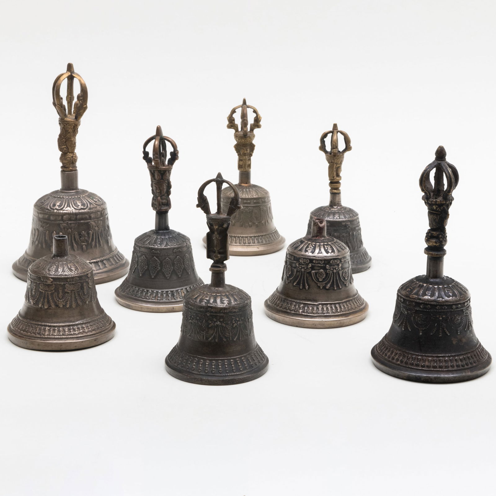 Group of Eight Tibetan Mixed Metal Ghantas (1 of 20)