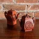 Two Chinese Yixing Teapots with Pierced Decoration