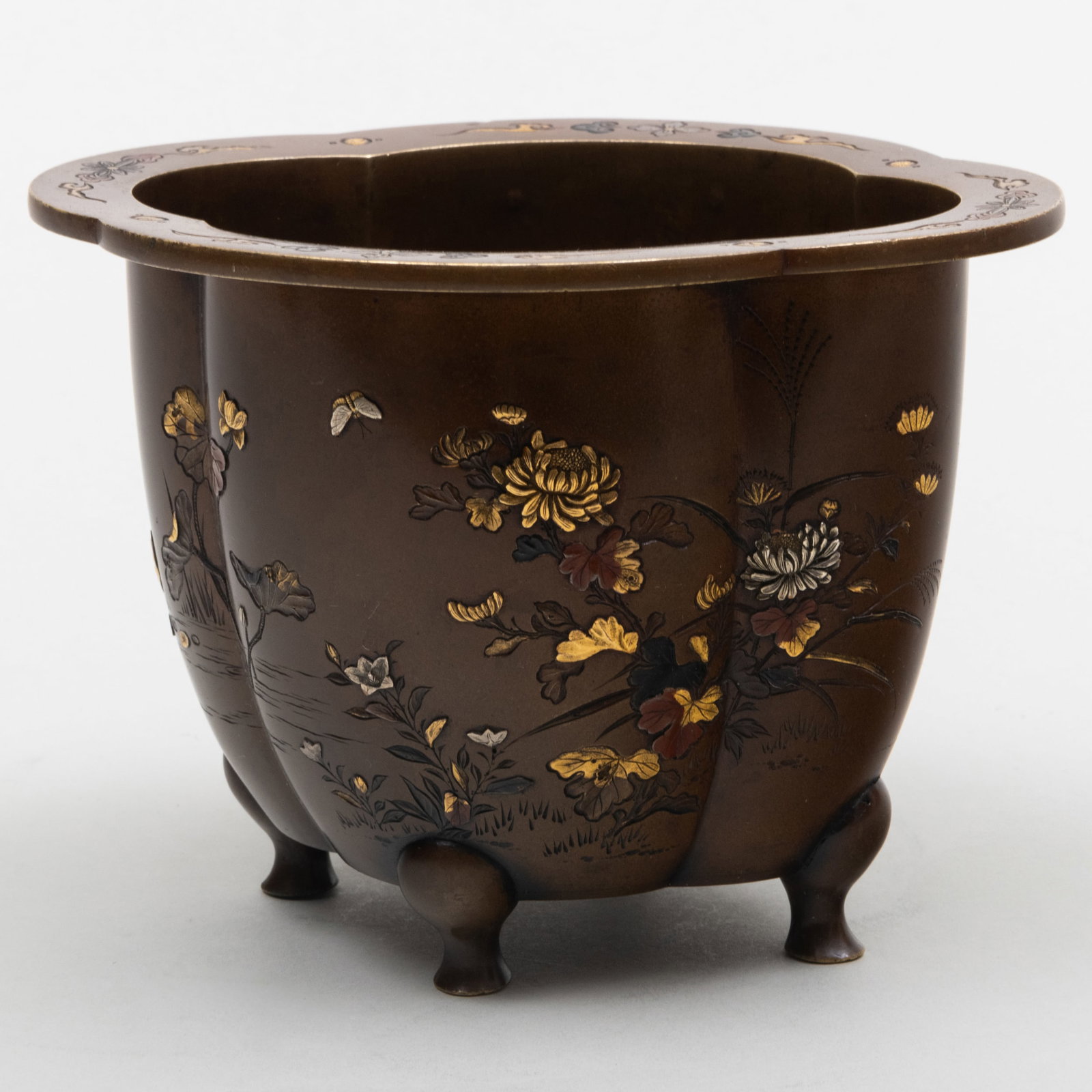 Japanese Mixed Metal Inlaid Bronze Censer (1 of 8)