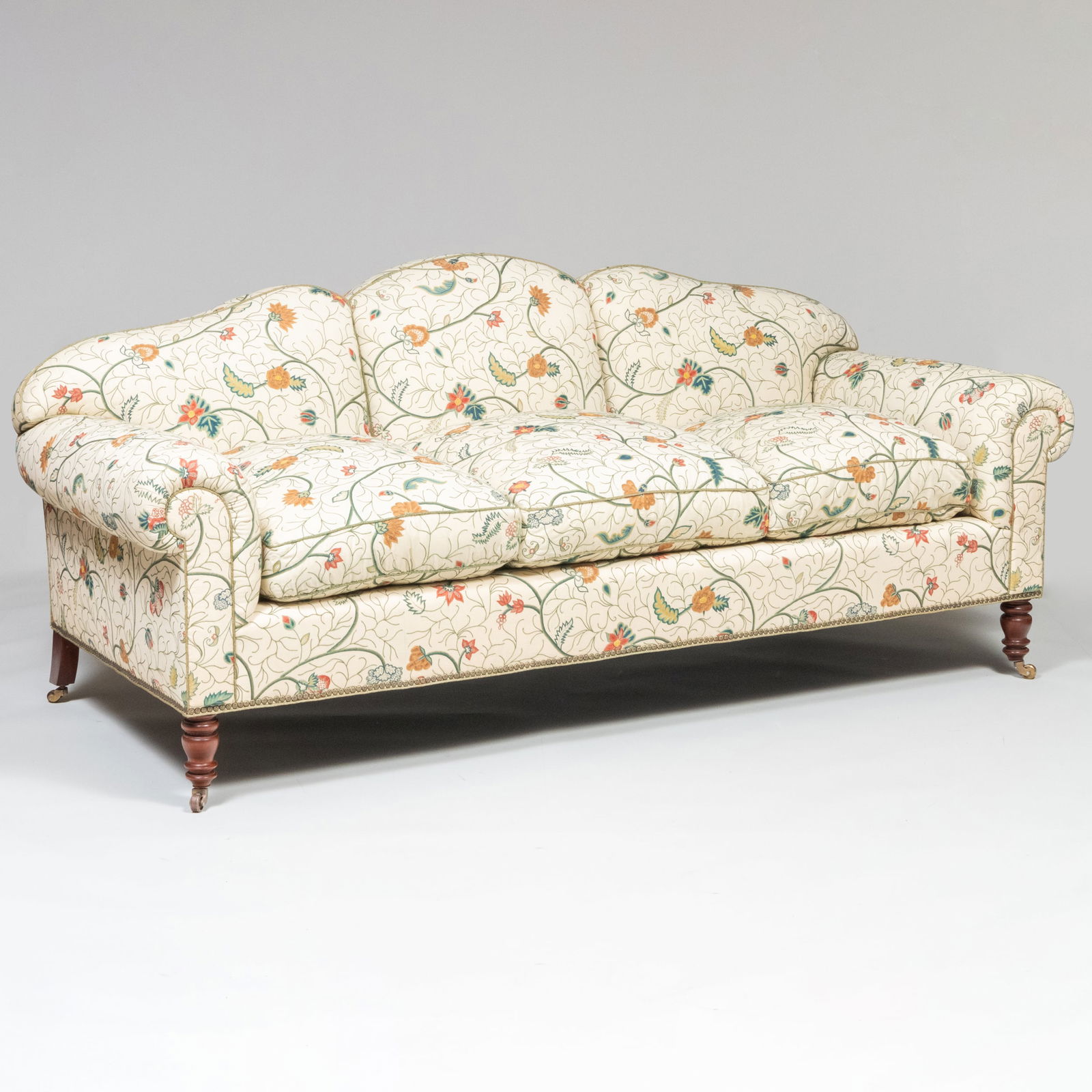 Edwardian Style Crewelwork Upholstered Sofa With Chelsea Editions