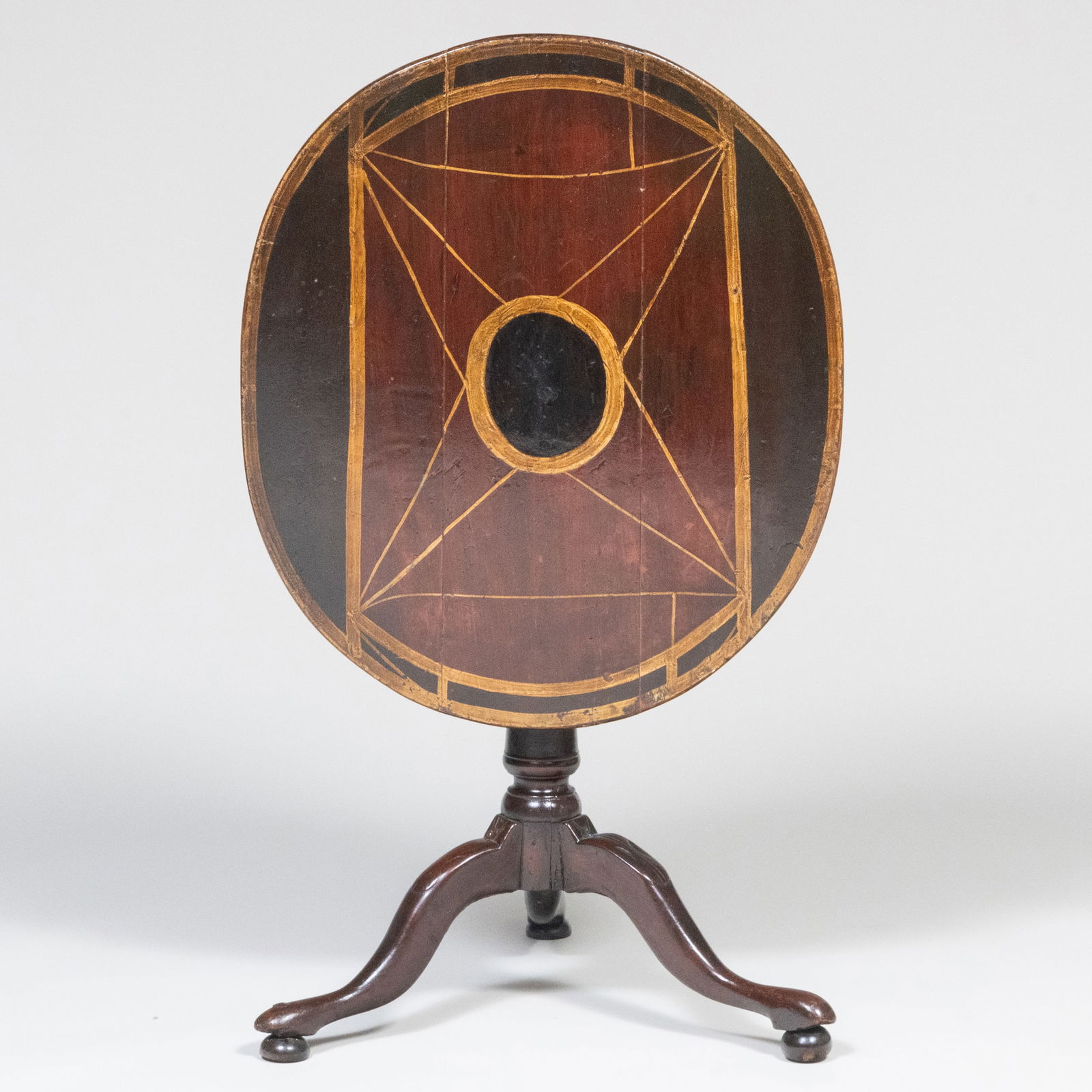 Continental Paint-Decorated Inlaid Mahogany Tilt-Top Tripod Table (1 of 10)