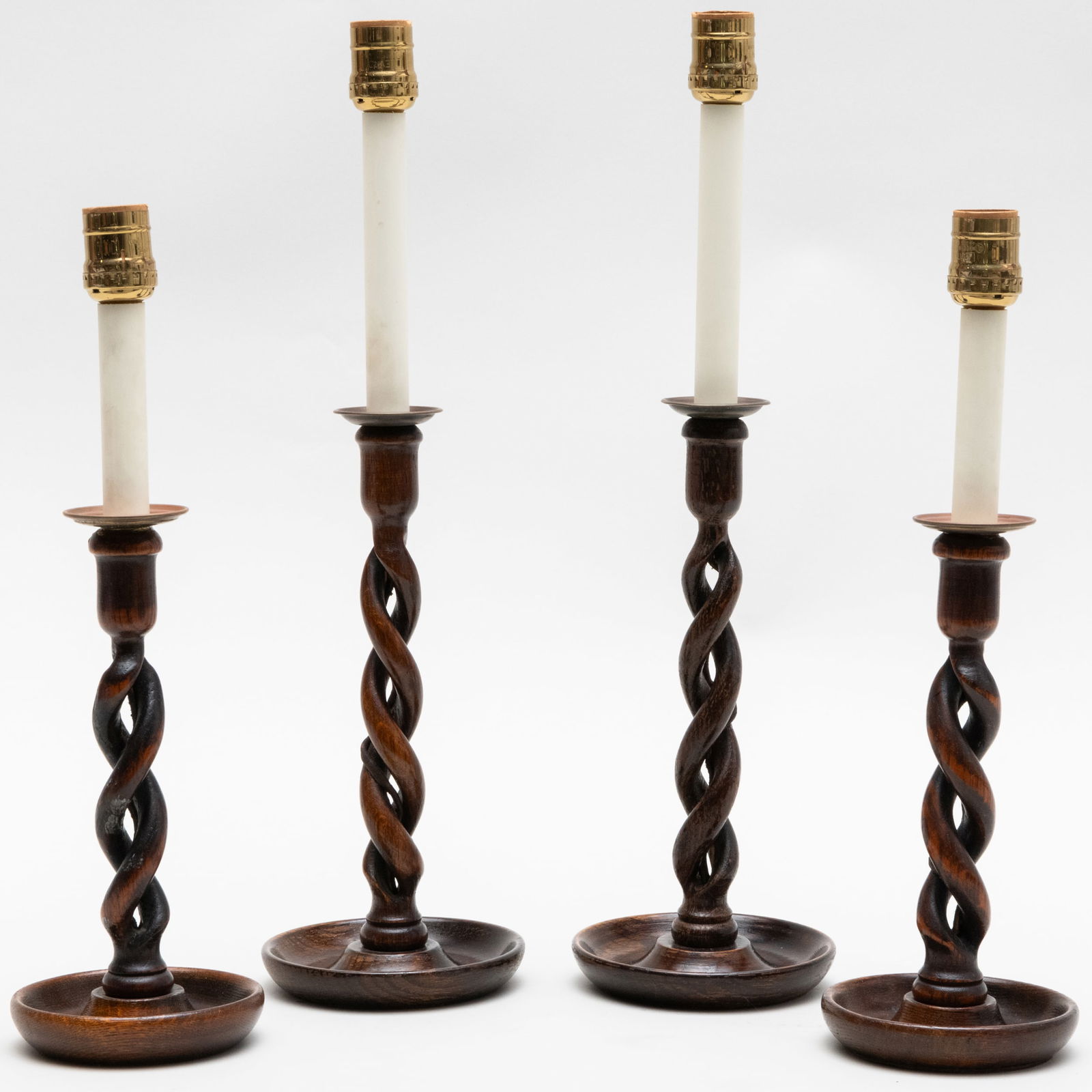 Two Pairs of Turned Wood Candlestick Lamps (1 of 13)