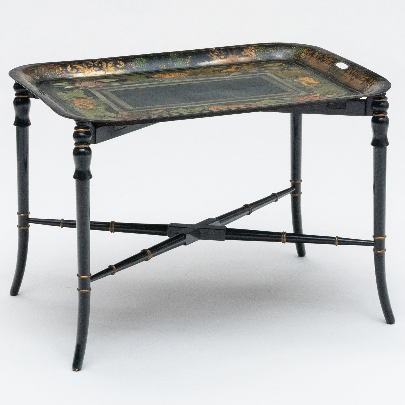 Late Victorian TÃ´le Tray on Later Stand: Late Victorian TÃ´le Tray on Later Stand 20 x 28 x 20 1/2 in.