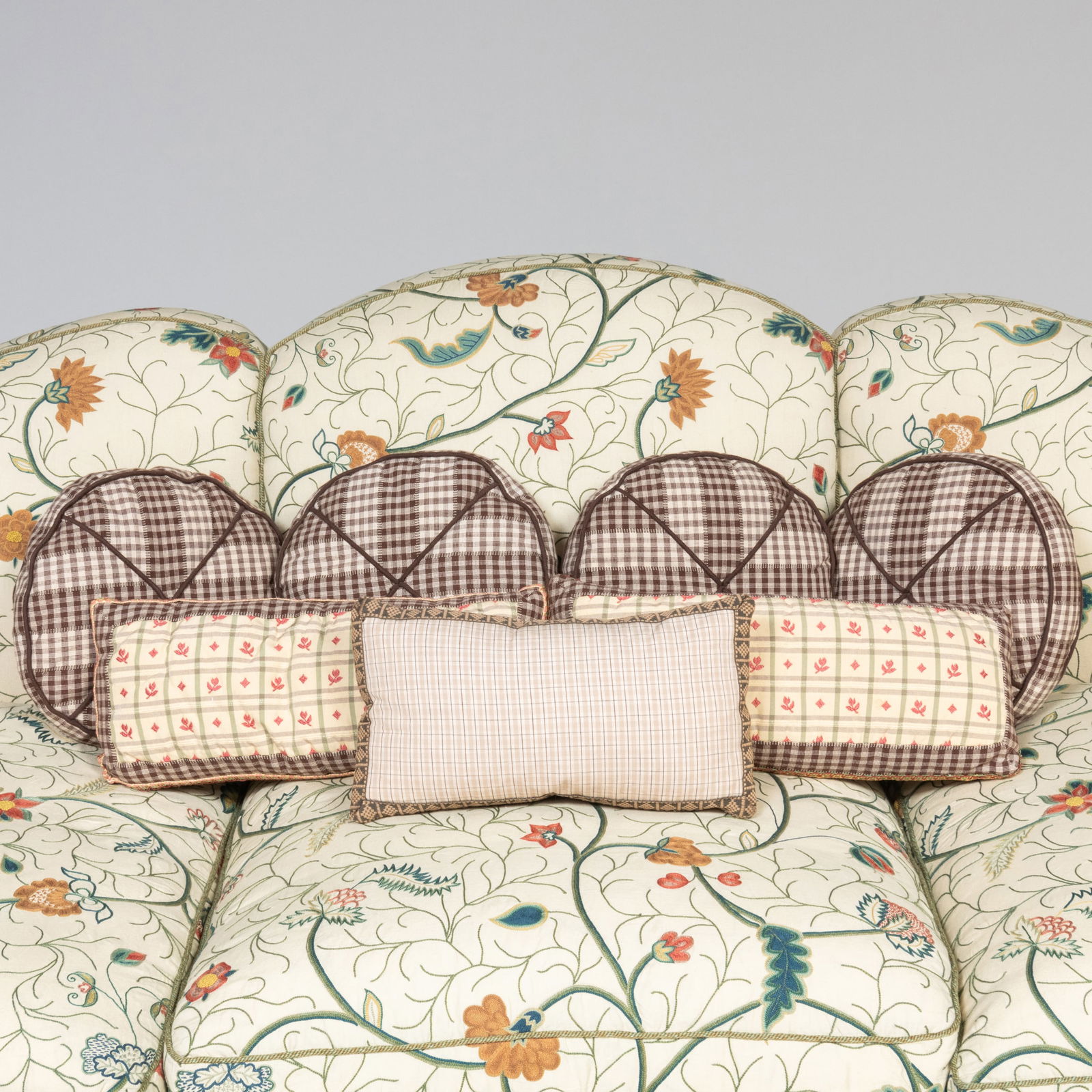 Group of Seven Plaid and Floral Cotton Pillows (1 of 7)