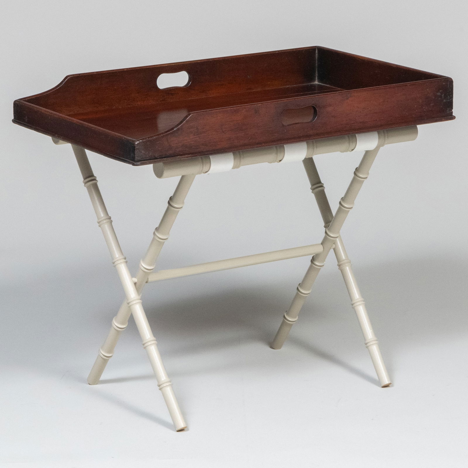 Small George III Style Coaching Tray with Faux Bamboo Folding Stand (1 of 6)