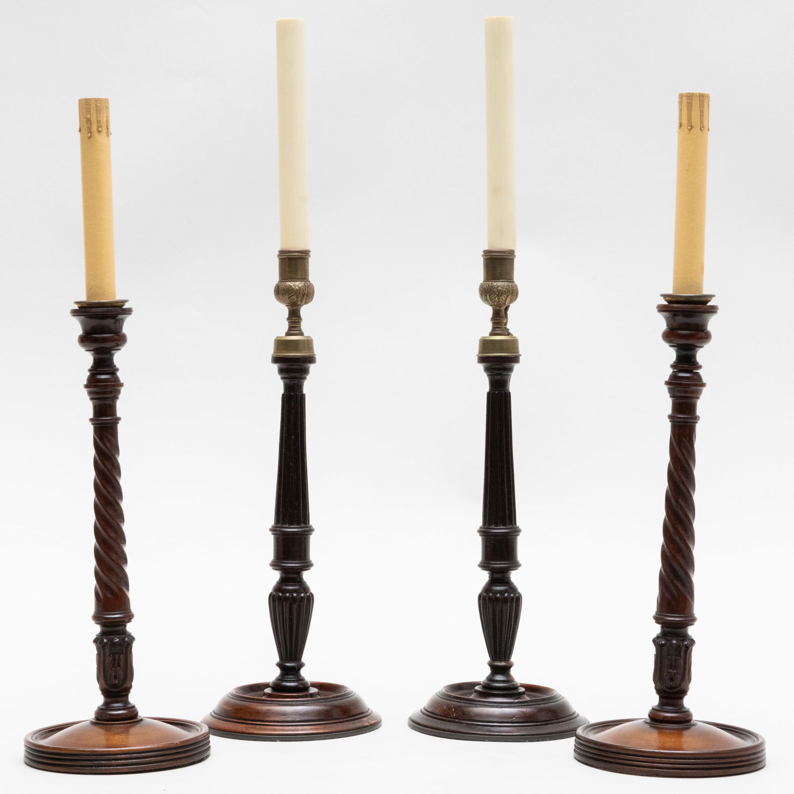 Two Pairs of Wood Candlestick Lamps (1 of 11)