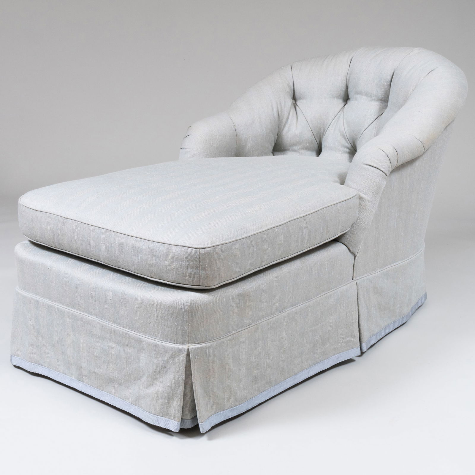 Blue Cotton Linen Upholstered Chaise Longue (1 of 7)