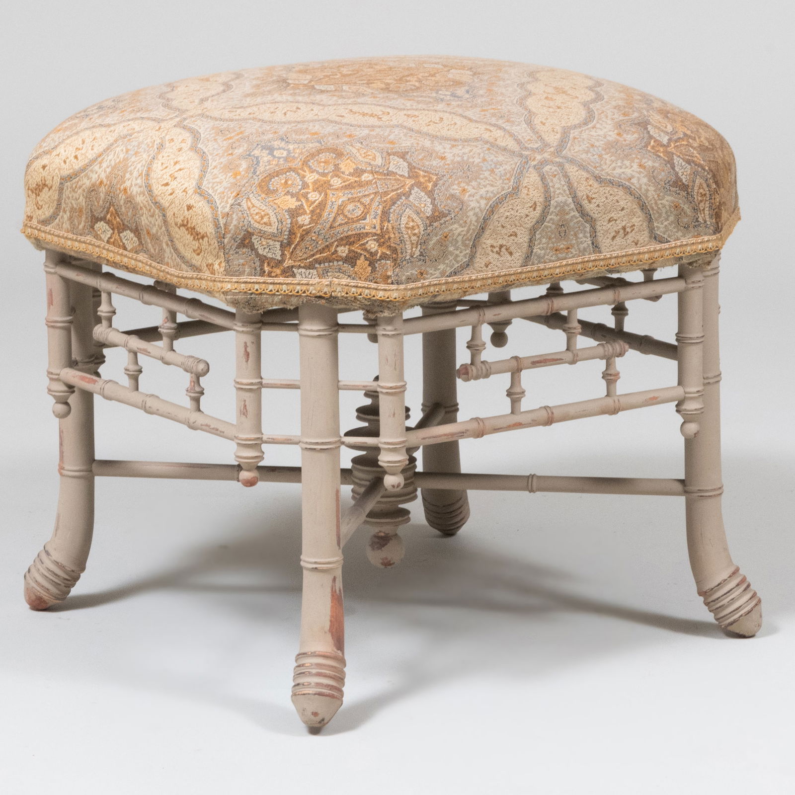 Victorian Style Painted Faux Bamboo Octagonal Form Stool (1 of 7)