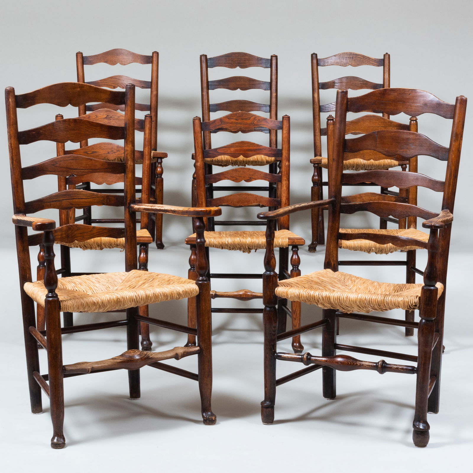 Set of Eight Oak Ladderback Chairs (1 of 7)