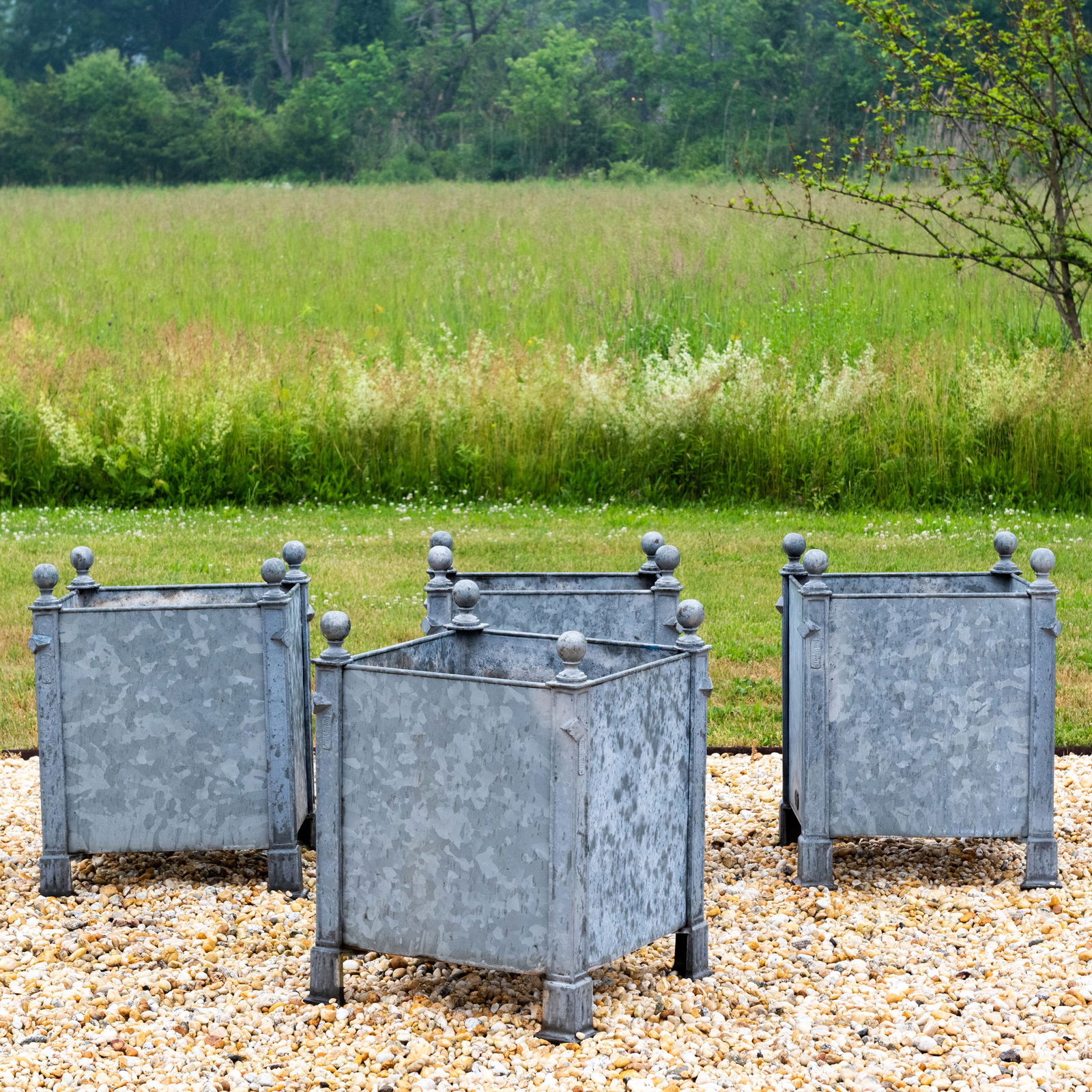 Group of Four French Zinc Jardinieres, Stamped C. Gaignon - Modele Depose 1995, Herblay France (1 of 1)