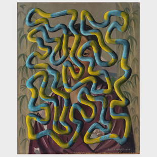 Peter Schuyff (b. 1958): Untitled: Peter Schuyff (b. 1958): Untitled Oil on found canvas, 1988, signed 'Schuyff' and dated on the reverse. 20 x 16 in., unframed. Collection of Donald Baechler. Works from the Collection of Donald Baechl