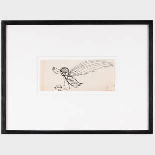 Louise Bourgeois (1911 -2010): Fear On The Parkway: Louise Bourgeois (1911 -2010): Fear On The Parkway Ink on paper, 1946, signed with initials 'L.B.' lower right, titled and inscribed 'phenomene' on the reverse, with label from Robert Miller Gallery,
