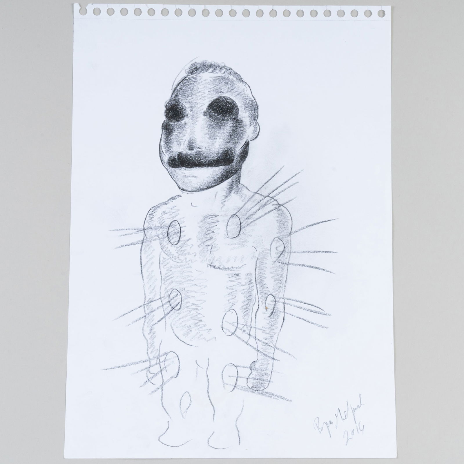 Bjarne Melgaard (b. 1967): Untitled: Bjarne Melgaard (b. 1967): Untitled Charcoal on paper, 2016, signed 'Bjarne Melgaard' and dated lower right. 16 1/2 x 11 5/8 in. (sheet), unframed. Collection of Donald Baechler. Works from the Collec