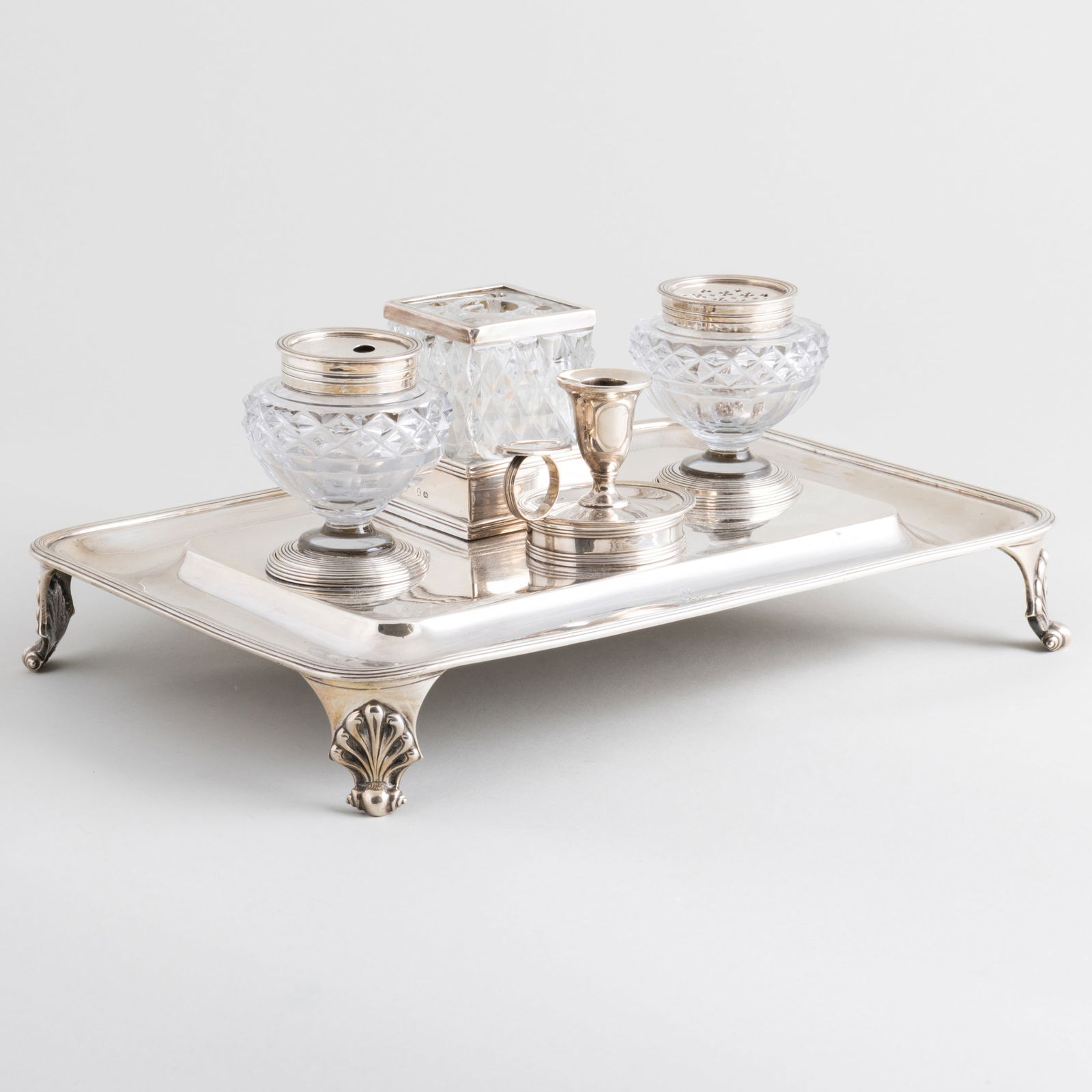 George III Silver and Cut Glass Inkstand (1 of 16)