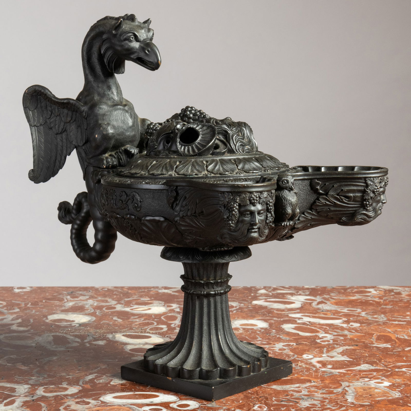 Large Black Patinated-Bronze Model of an Oil Lamp, After the Antique (1 of 12)