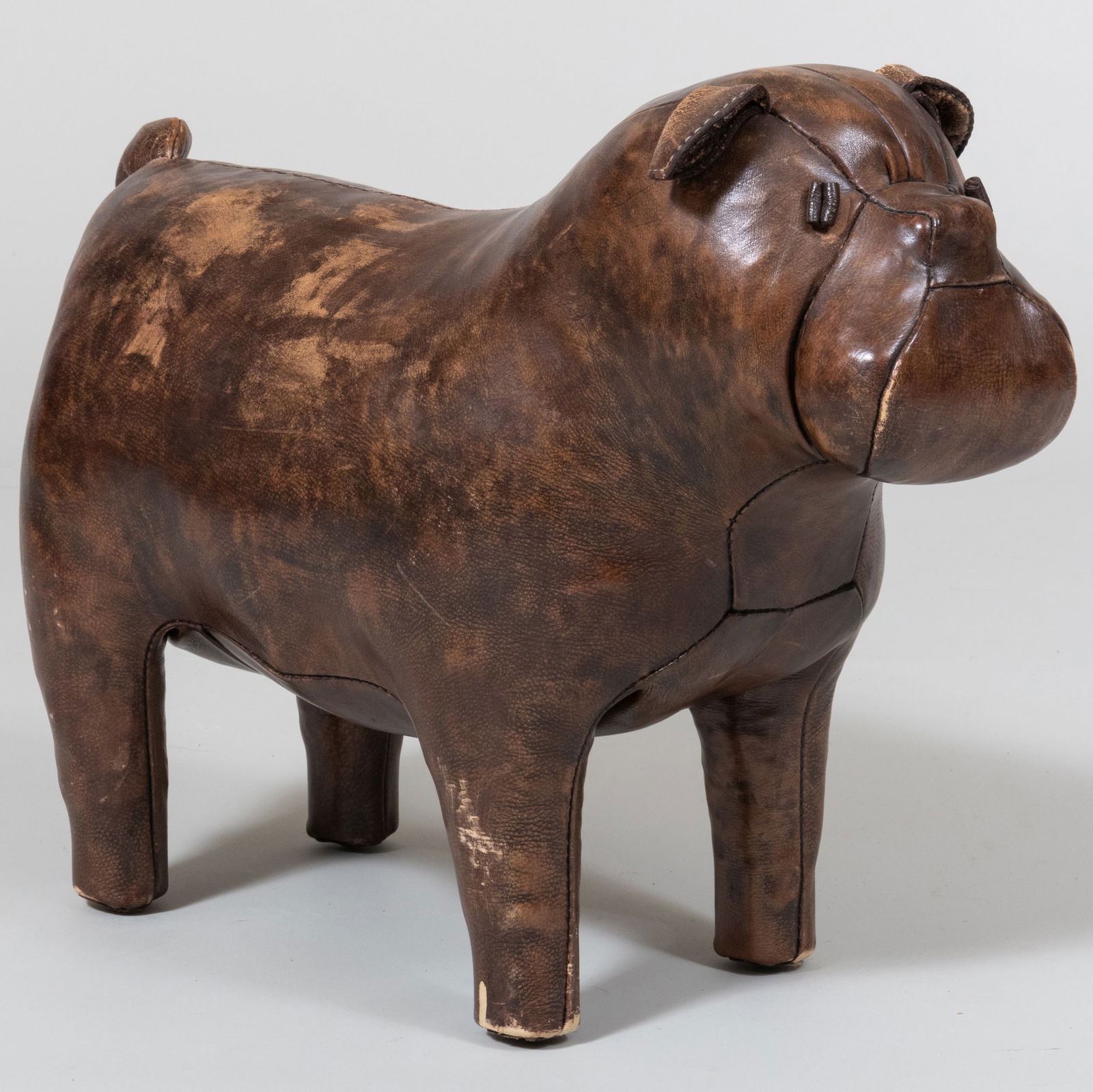 Abercrombie and Fitch Stuffed Leather Bulldog Stool (1 of 7)