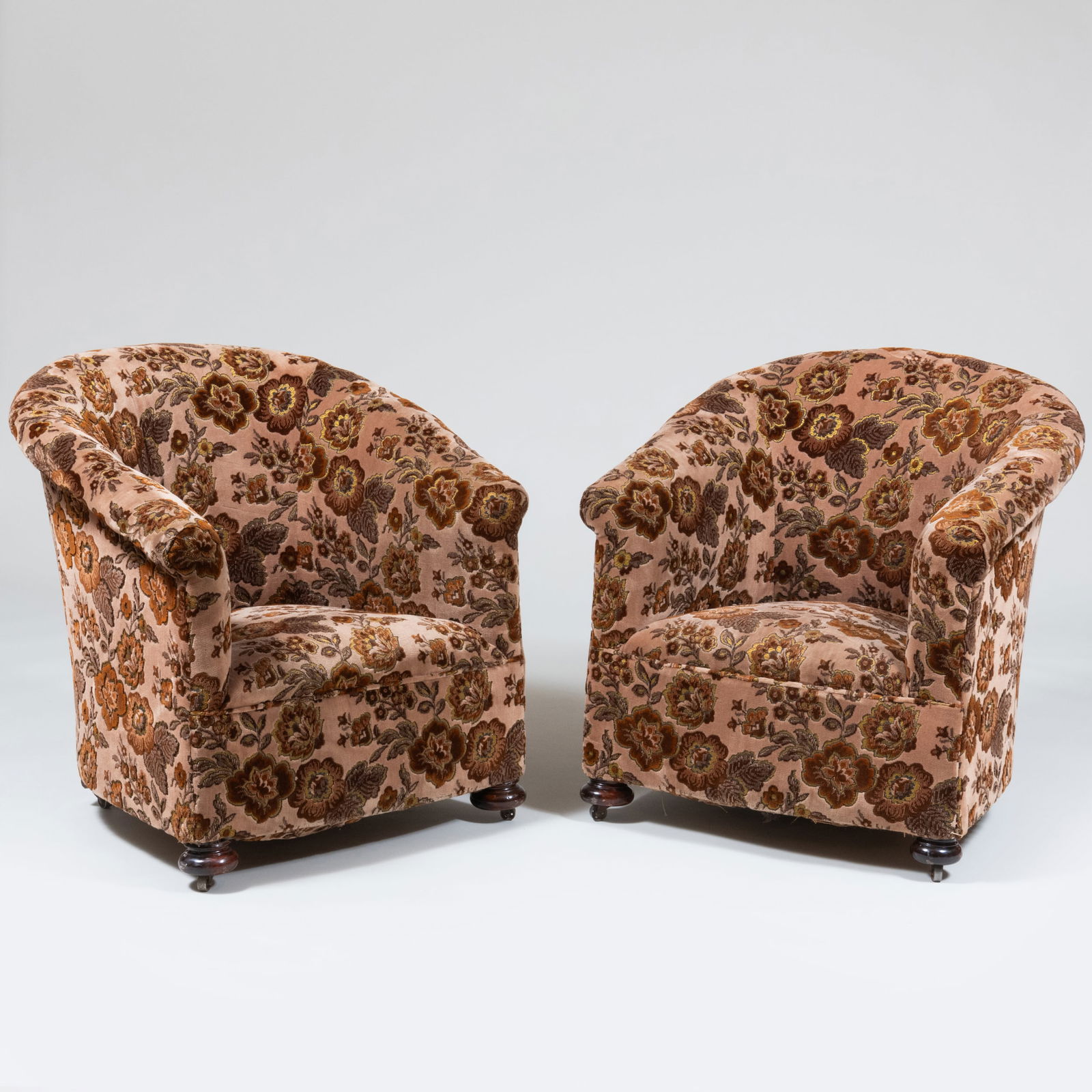 Pair of Cut-Velvet Upholstered Tub Chairs (1 of 10)
