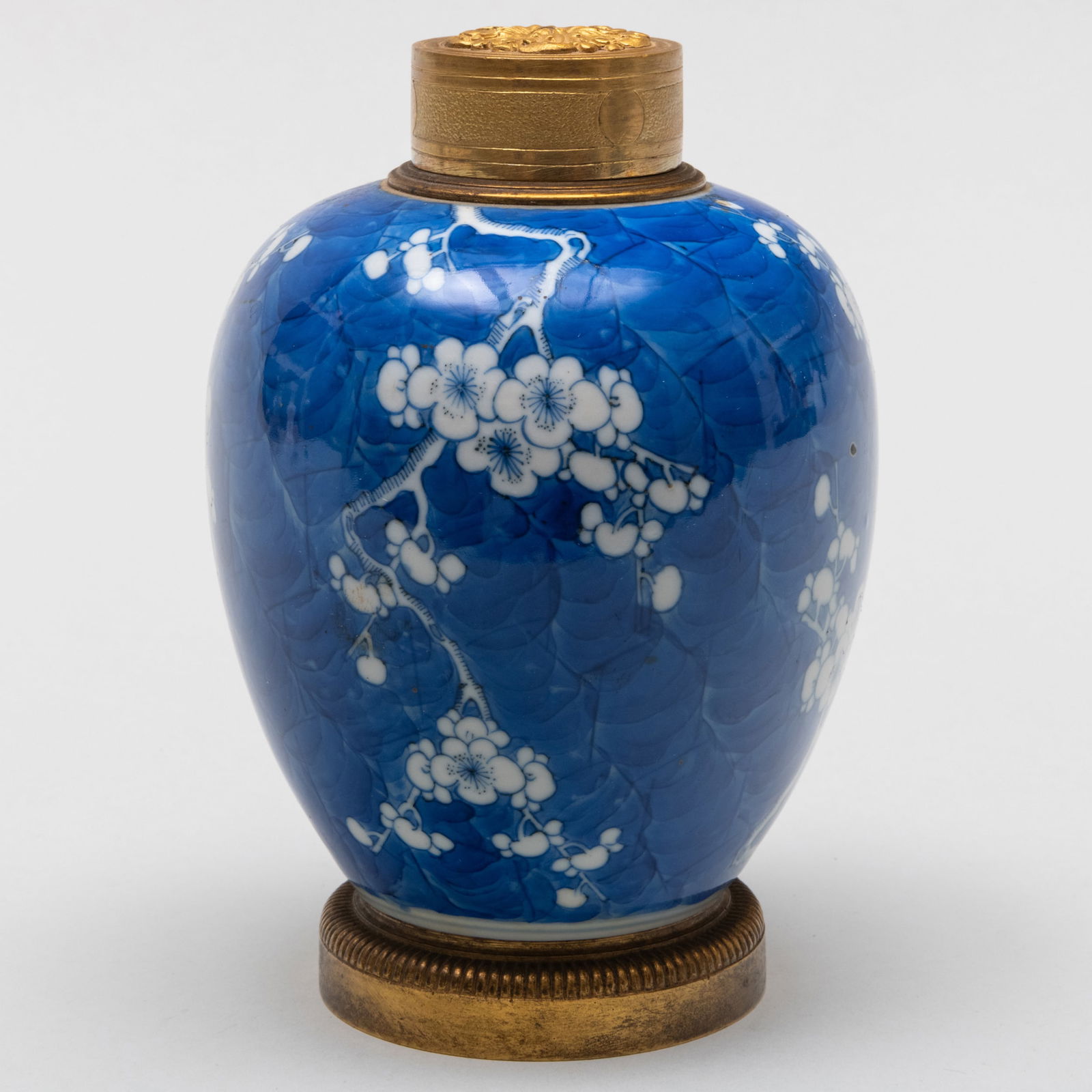 Gilt-Bronze-Mounted Chinese Blue and White Porcelain Vase with Prunus (1 of 10)