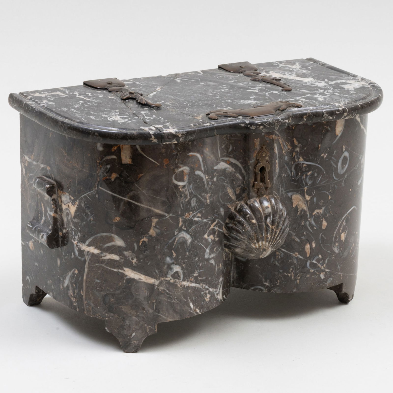 Unusual Regence Metal-Mounted Fossilized Marble Tobacco Box (1 of 10)