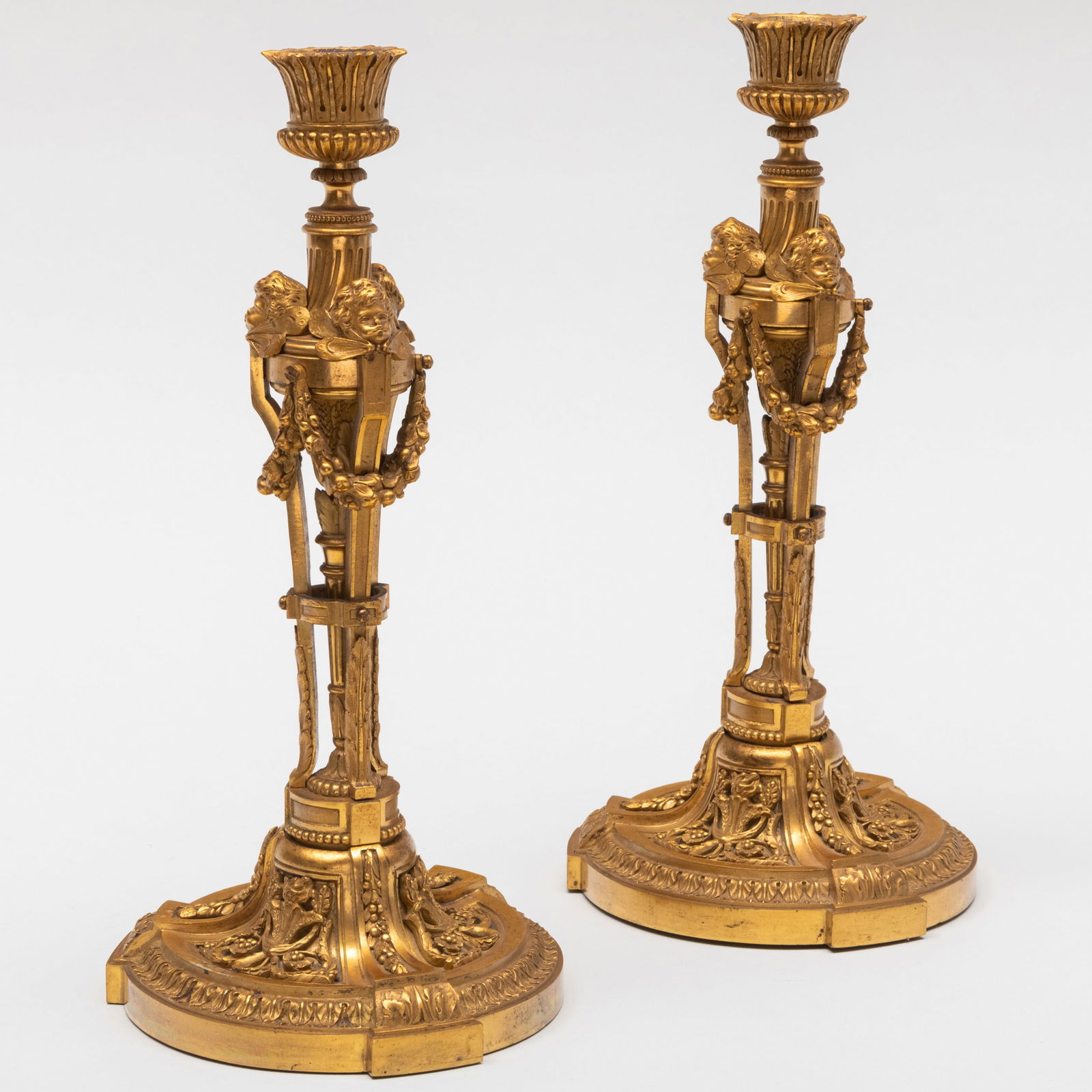 Pair of Louis XVI Style Gilt-Bronze Candlesticks (1 of 11)