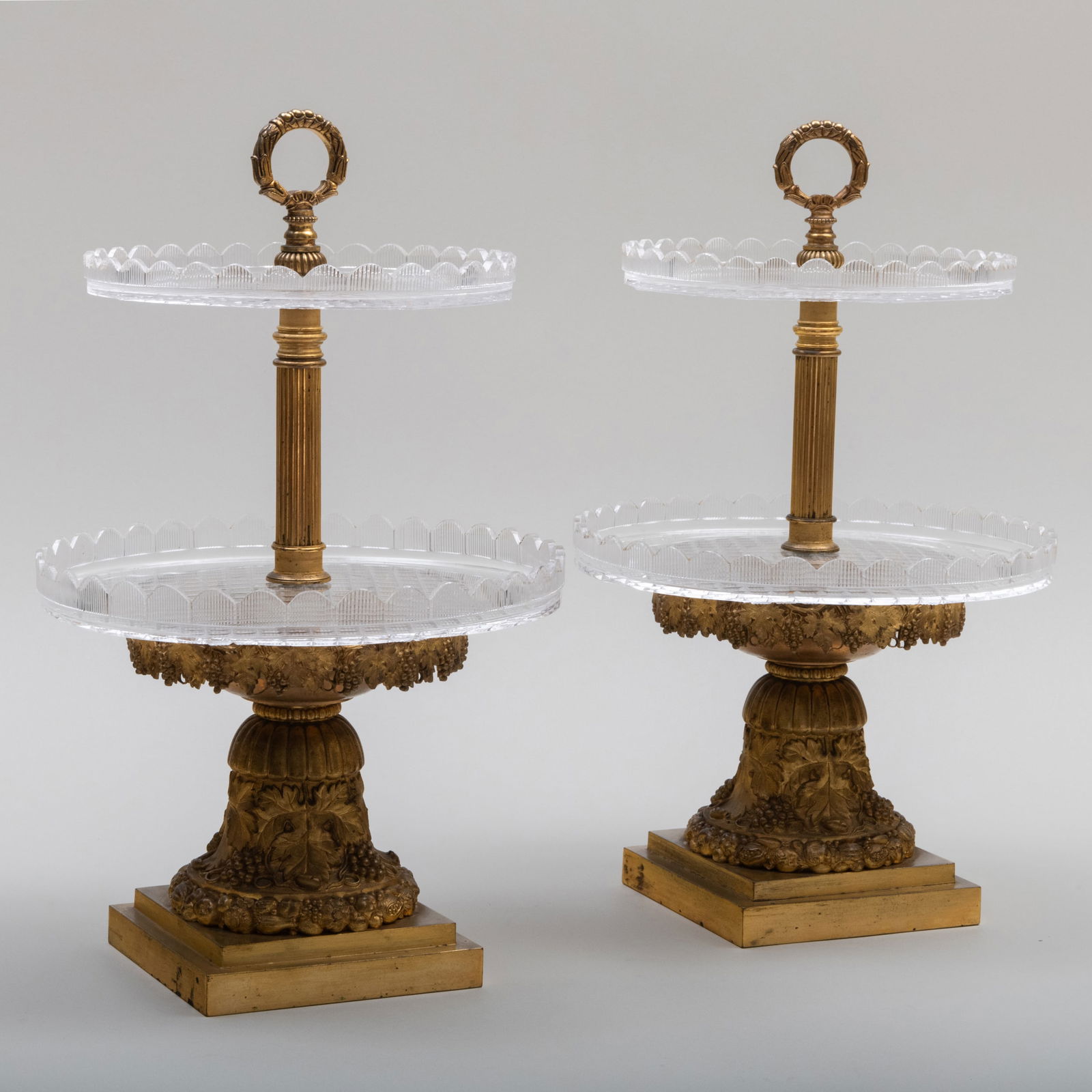 Pair of Charles X Ormolu and Cut Glass Two-Tier Centerpieces (1 of 9)