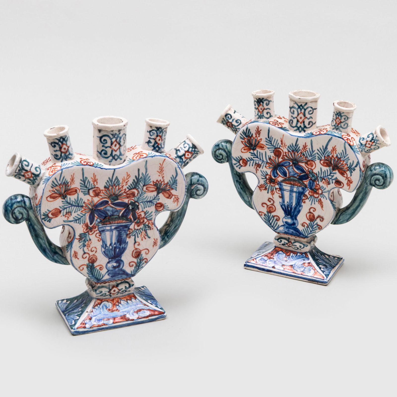Pair of Delft Polychrome Tulip Vases (1 of 11)