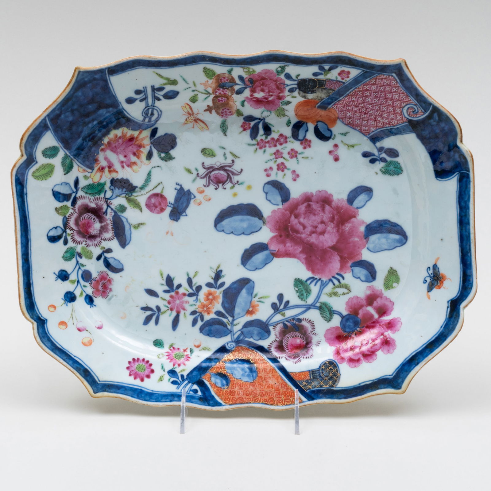 Chinese Export Porcelain Platter in a Pseudo Tobacco Leaf Pattern (1 of 3)