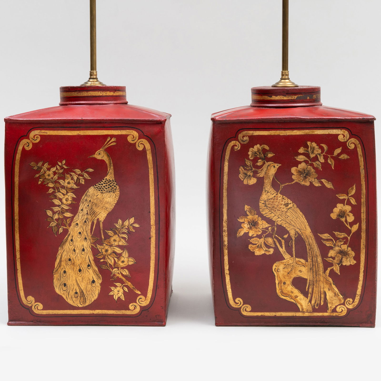 Pair of TÃ´le Tea Canisters Mounted as Lamps (1 of 9)