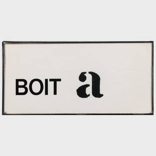 Marcel Broodthaers (1924-1976): Boit a: Marcel Broodthaers (1924-1976): Boit a Offset lithograph and gouache on paper, 1973, unsigned, dated on the reverse. 8 5/8 x 15 1/2 in. (sheet and frame). Collection of Bernice Rose. Proper