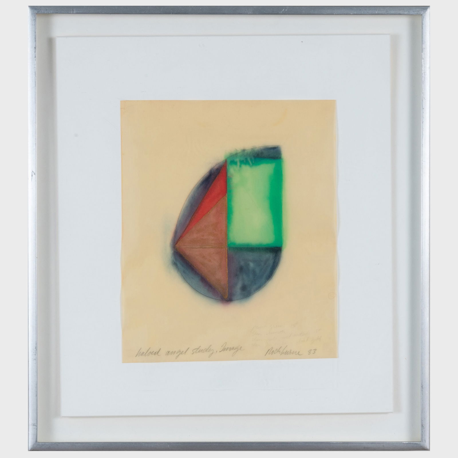 Dorothea Rockburne (b. 1932): Haloed Angel Study, Image: Dorothea Rockburne (b. 1932): Haloed Angel Study, Image Watercolor and pencil on vellum, 1983, signed, titled, dated and variously inscribed in the lower margin, with the artist's label. 9 x