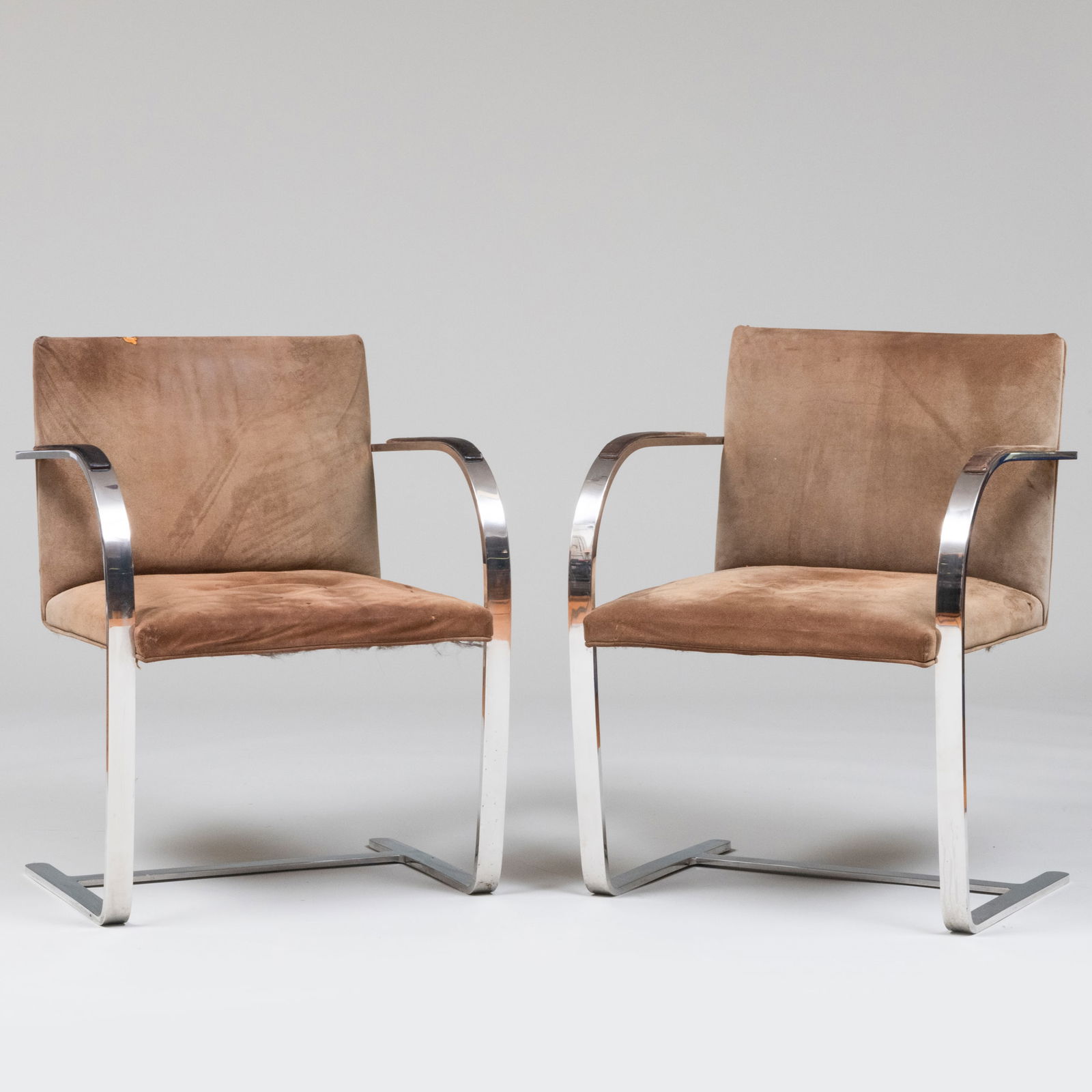 Pair of Mies van der Rohe for Knoll Stainless Steel Flat Bar 'Brno' 255 Armchairs (1 of 11)