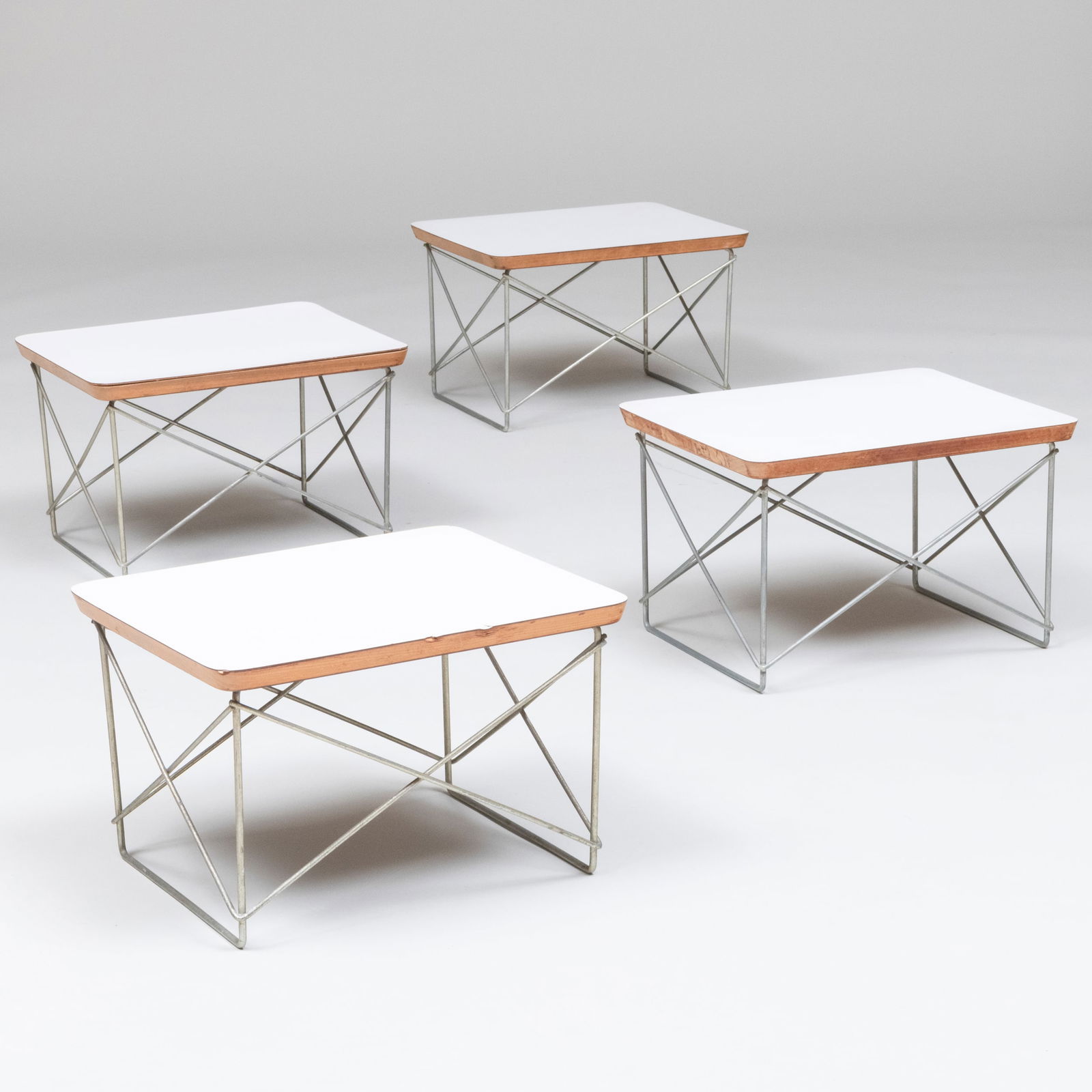 Set of Four Charles and Ray Eames for Herman Miller Wire and White Laminate Low Tables (1 of 16)